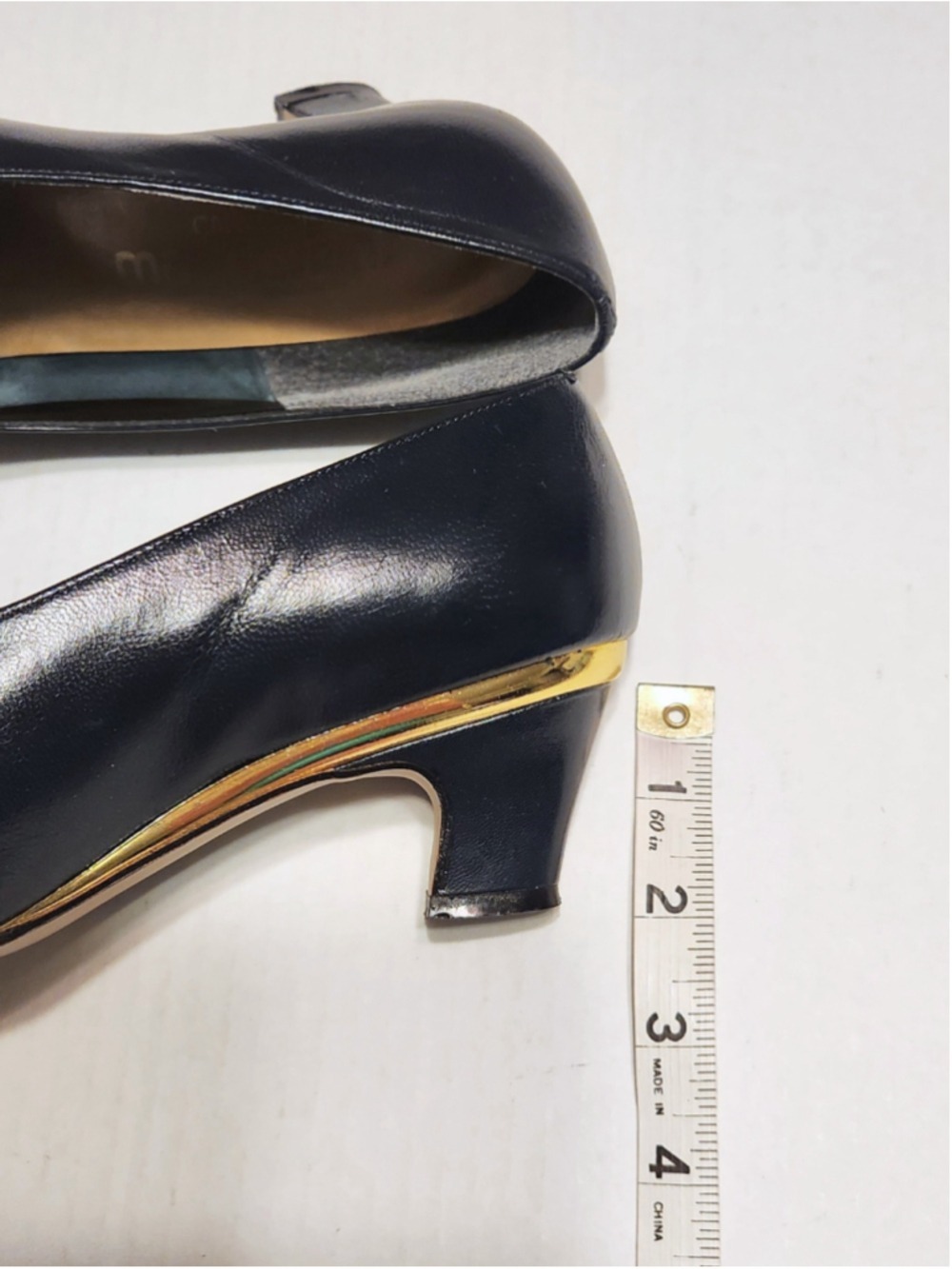 Magdesians Adara Navy Kid Leather Slip On Block Heel Pumps 6 M - Picture 12 of 12
